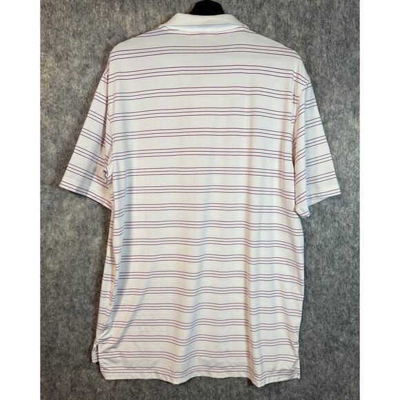 Peter Millar Summer Comfort White Purple Stripe Performance Golf Polo - Large - Picture 4 of 8
